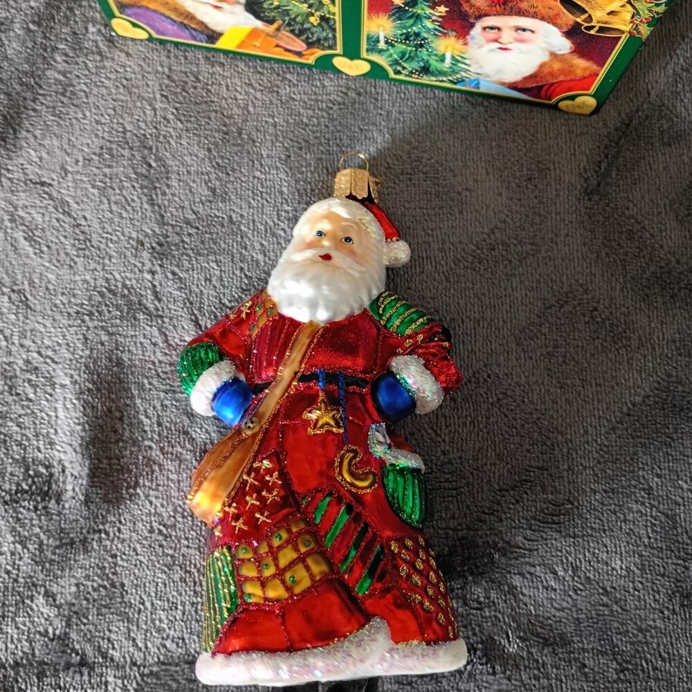 Ornament Christmas Santa Claus Glas Blown